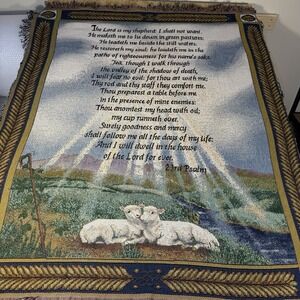 Manual Woodworkers 23rd Psalm Tapestry Throw Blanket 50x60 Christian Sheep